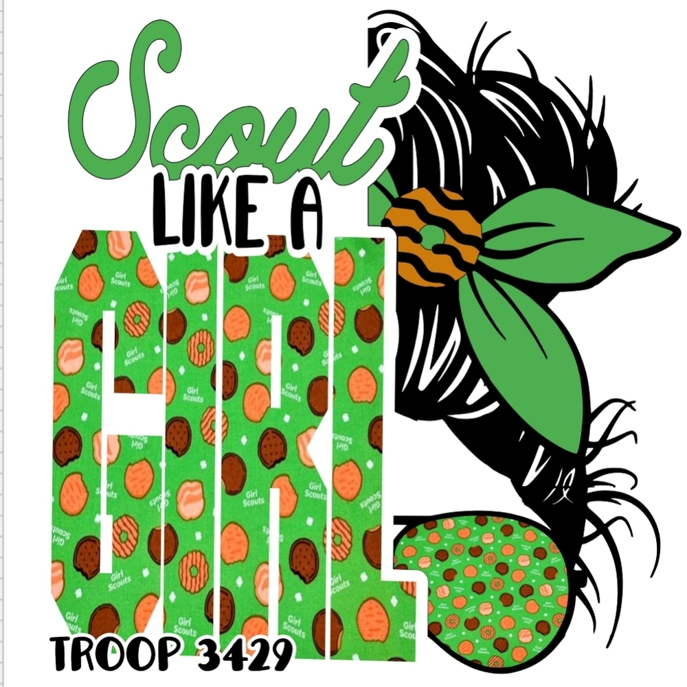 Scout Like a Girl Graphic Tee Design - Green, Black